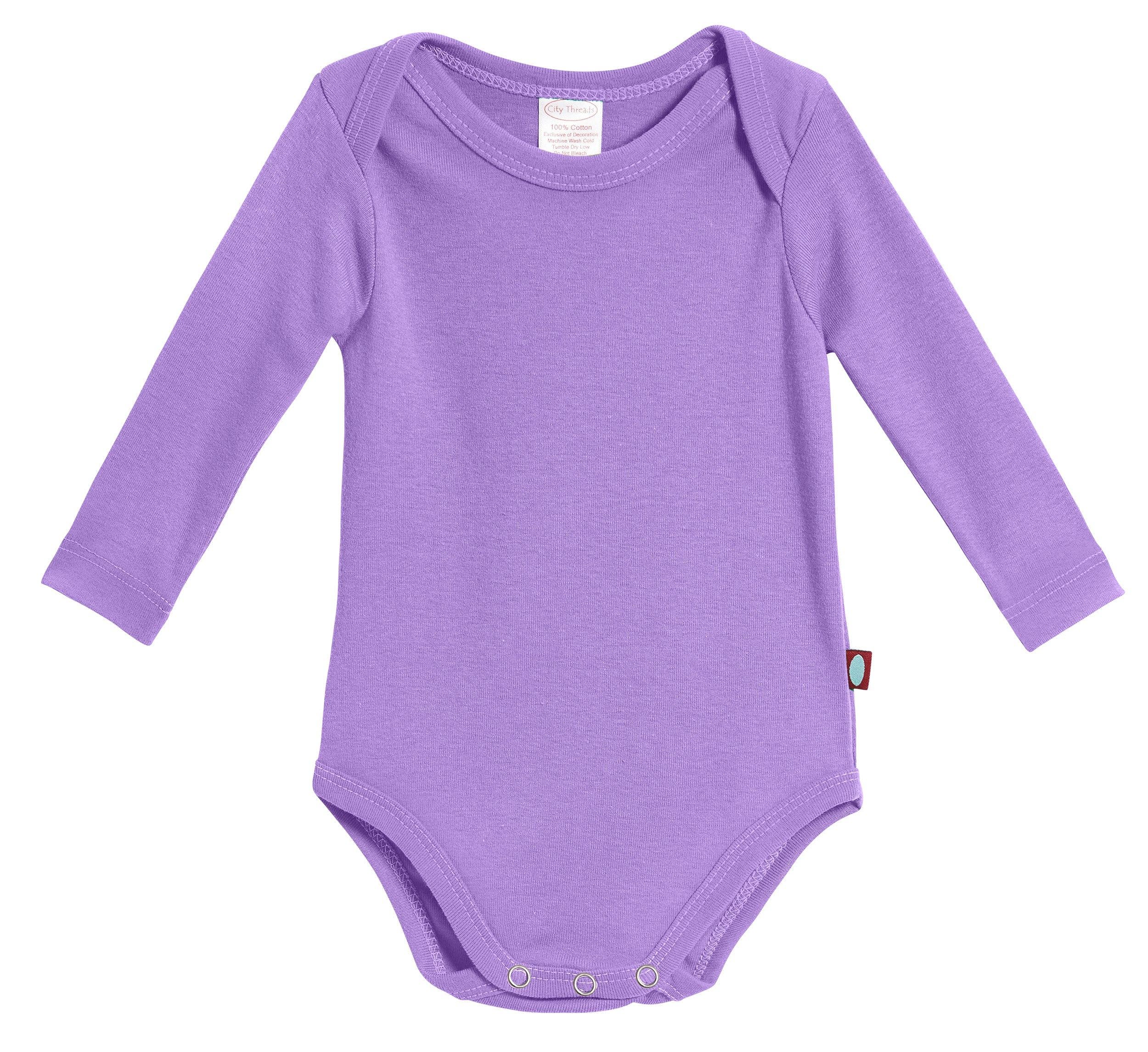 City Threads Babies'  Organic Cotton Super-soft Long Sleeve Bodysuit In Purple