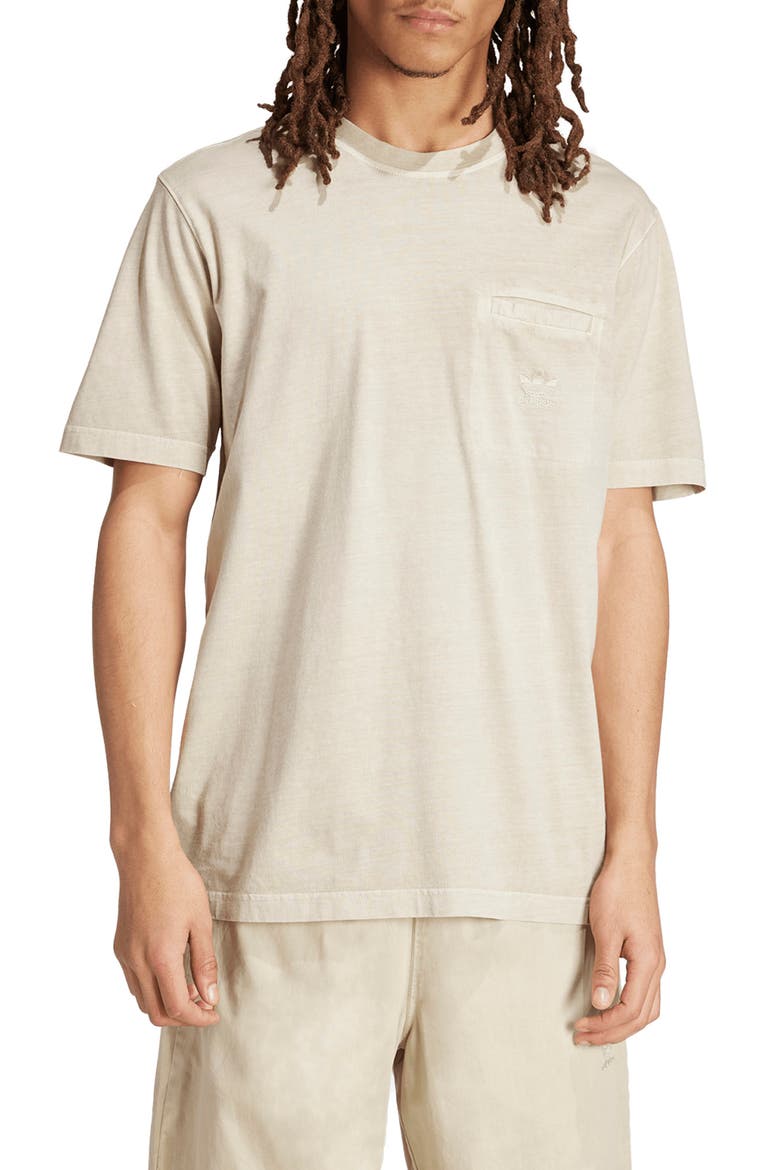 Trefoil Essential Pocket T-Shirt, Main, color, PUTTY GREY