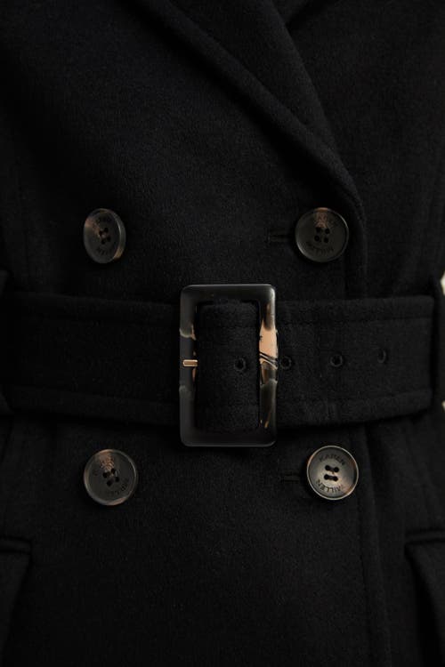 Karen Millen Wool Blend Belted Midi Coat In Black