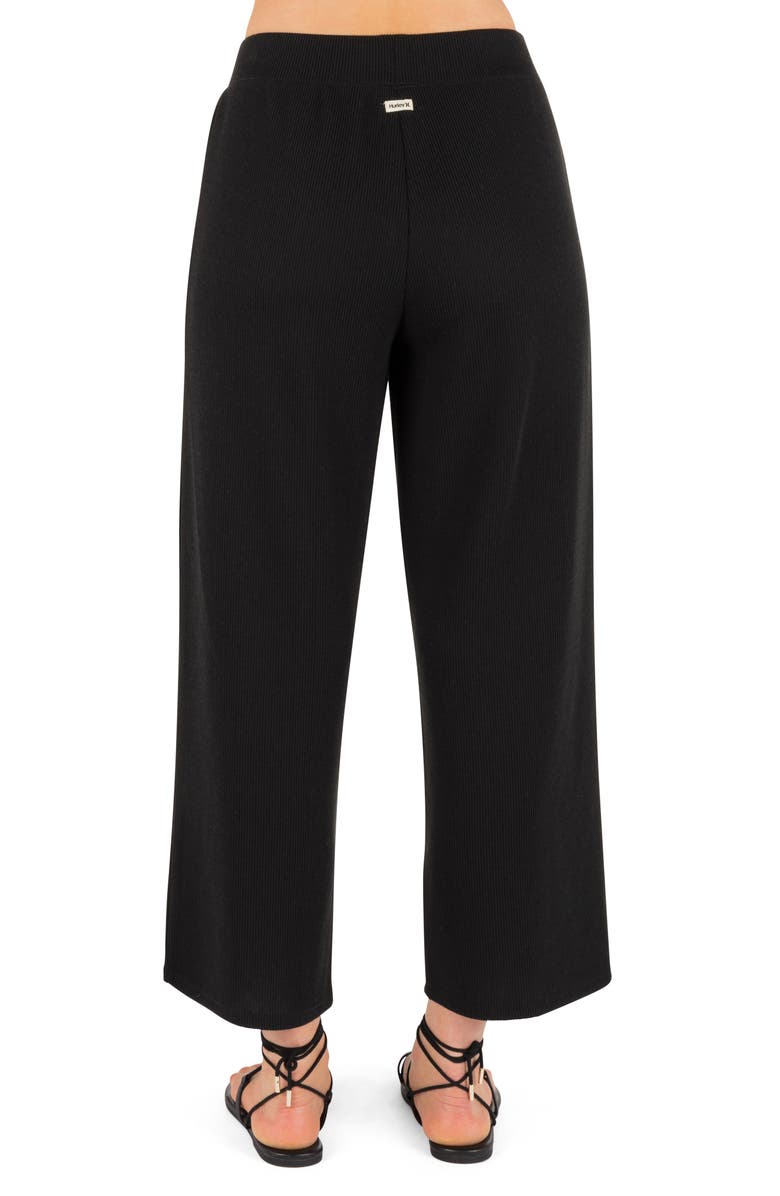 Hurley Positano Rib Ankle Wide Leg Pants, Alternate, color, Black