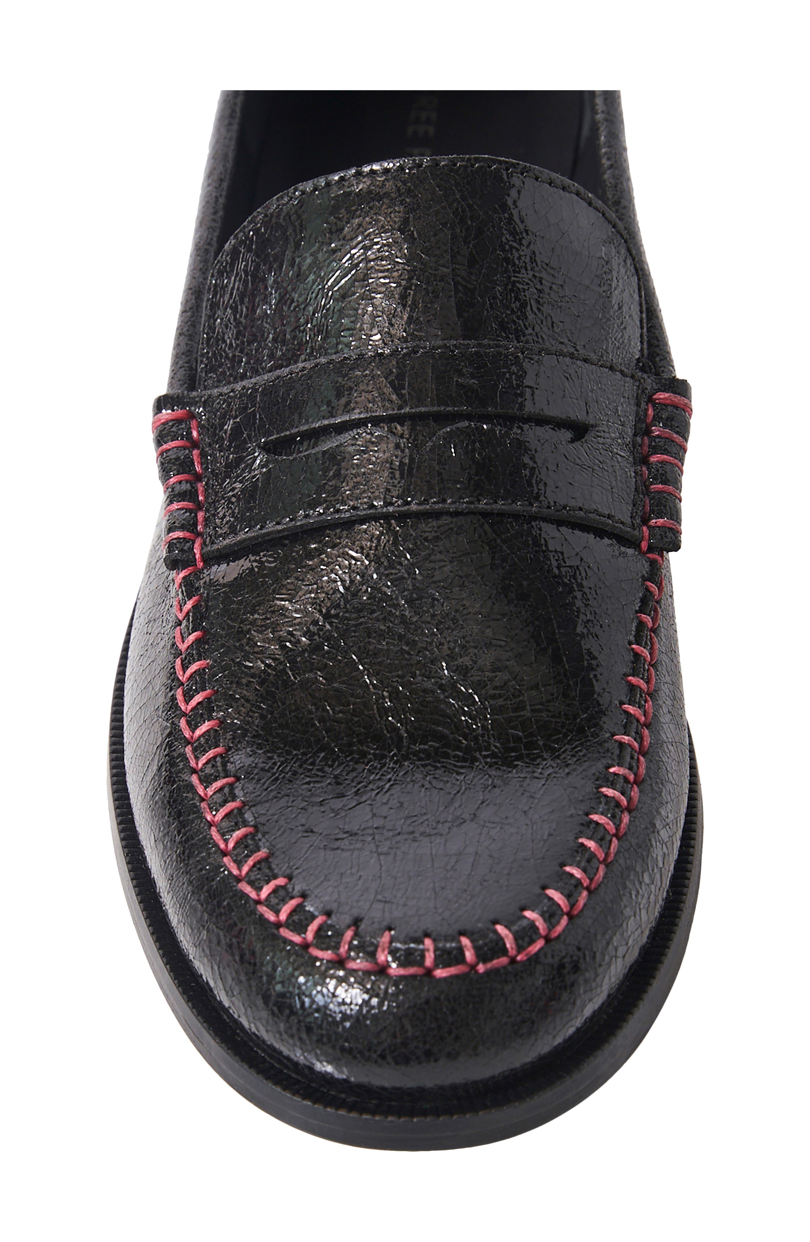 Free People Contrast Stitch Penny Loafer, Alternate, color, 