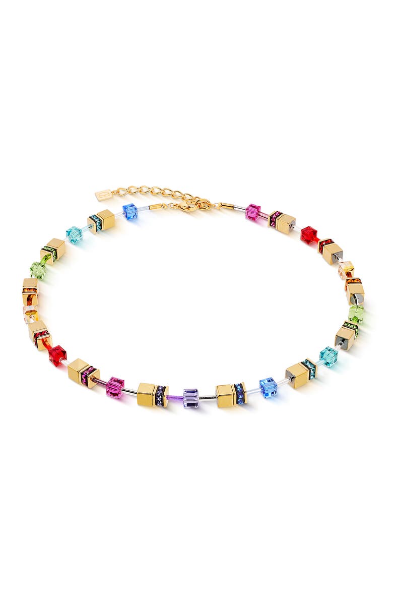 COEUR DE LION Geocube Iconic Metallic Gold Necklace, Main, color, Rainbow