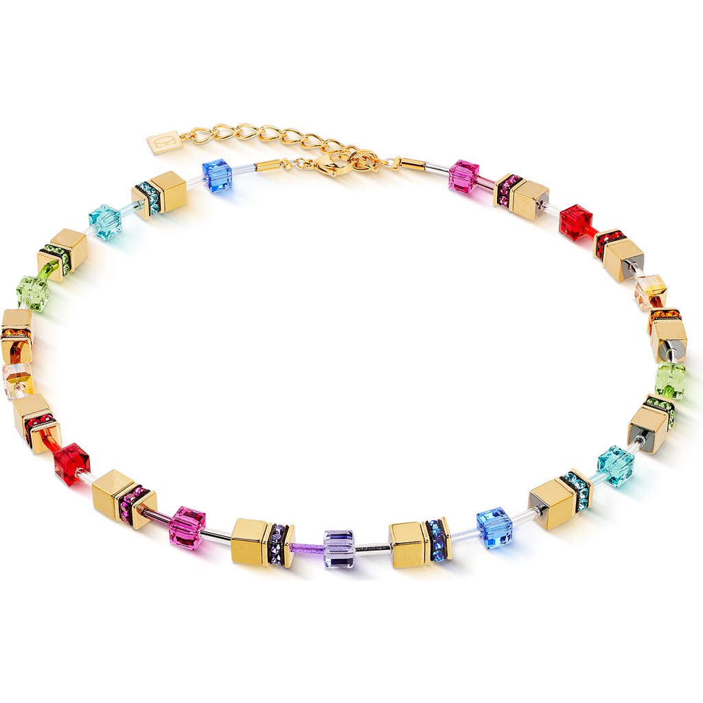 Coeur De Lion Geocube Iconic Metallic Gold Necklace In Multi