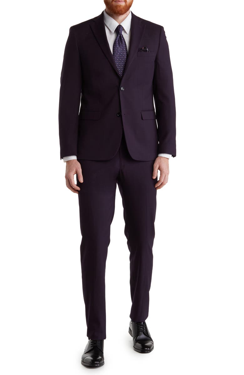 SOUL OF LONDON Two-Piece Solid Two-Button Stretch Woven Suit, Main, color, Mauve