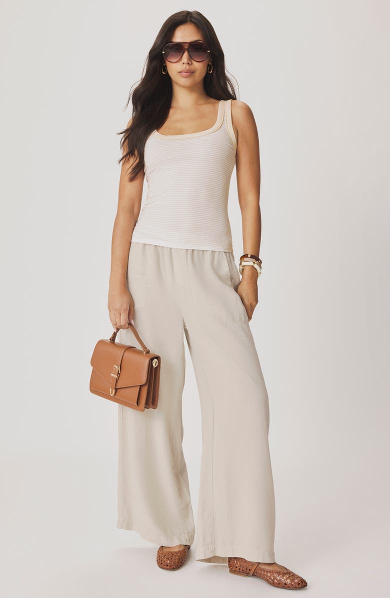 Splendid Josie Stripe Tank, Alternate, color, Fawn Beige/ White