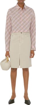 Burberry Cropped Check Cotton Shirt