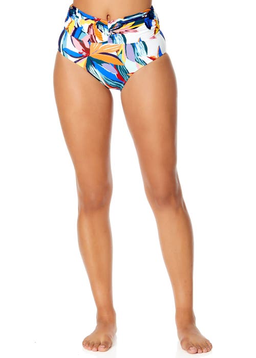 ANNE COLE RIVIERA FLORAL SHIRRED WAISTBAND BIKINI SWIM BOTTOM