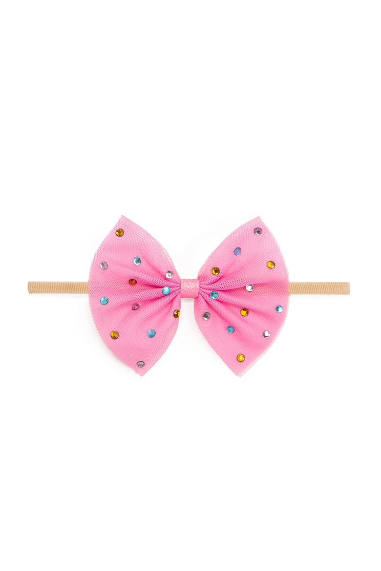 Raspberry Rhinestone Bow Baby Headband, Main, color, Raspberry