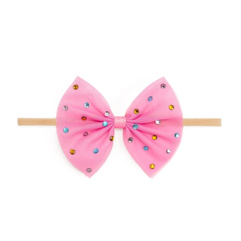 Raspberry Rhinestone Bow Baby Headband (Baby)