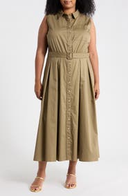 FREEMARKET Belted Button Down Midi Dress