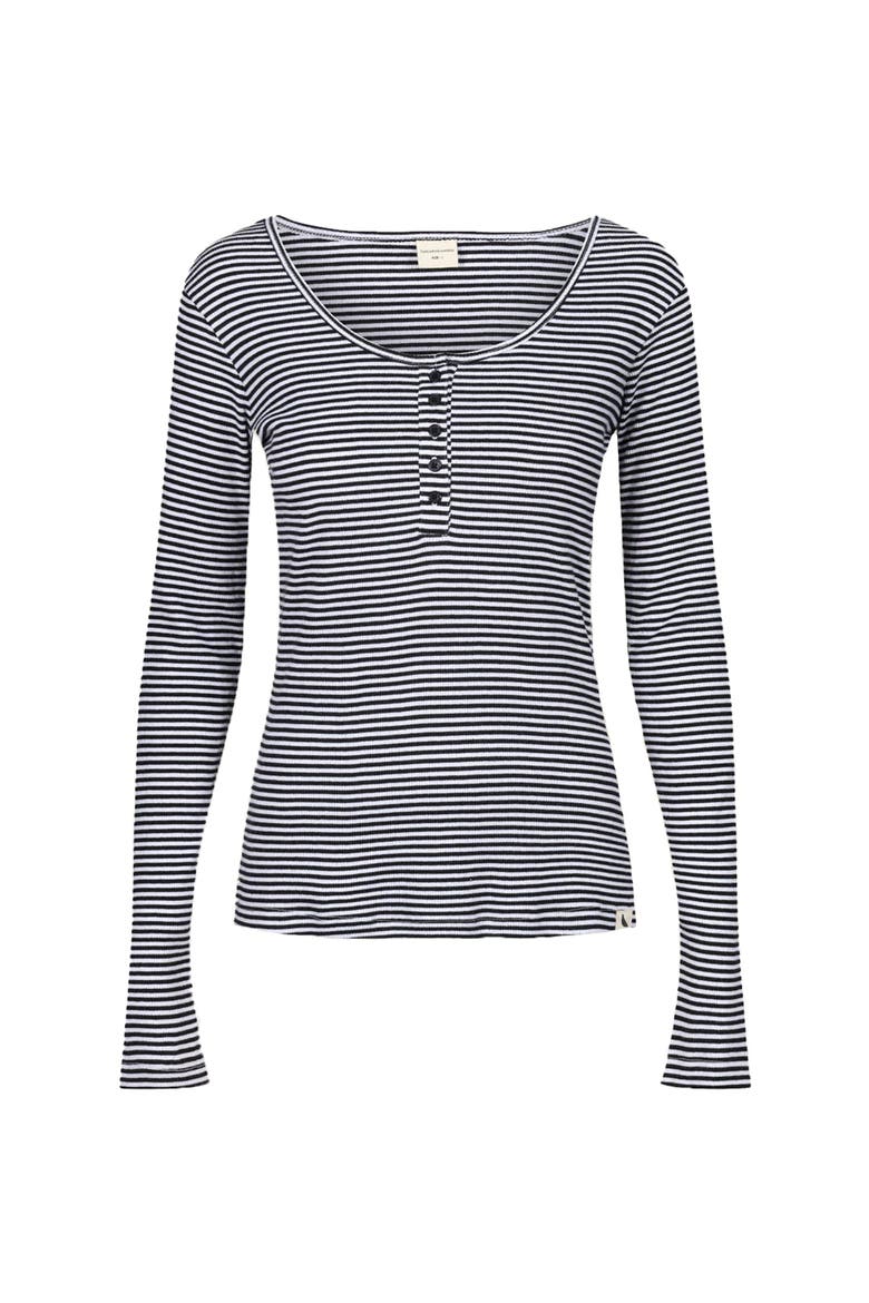 Organic Cotton Nora Stripe Print Top, Main, color, Black
