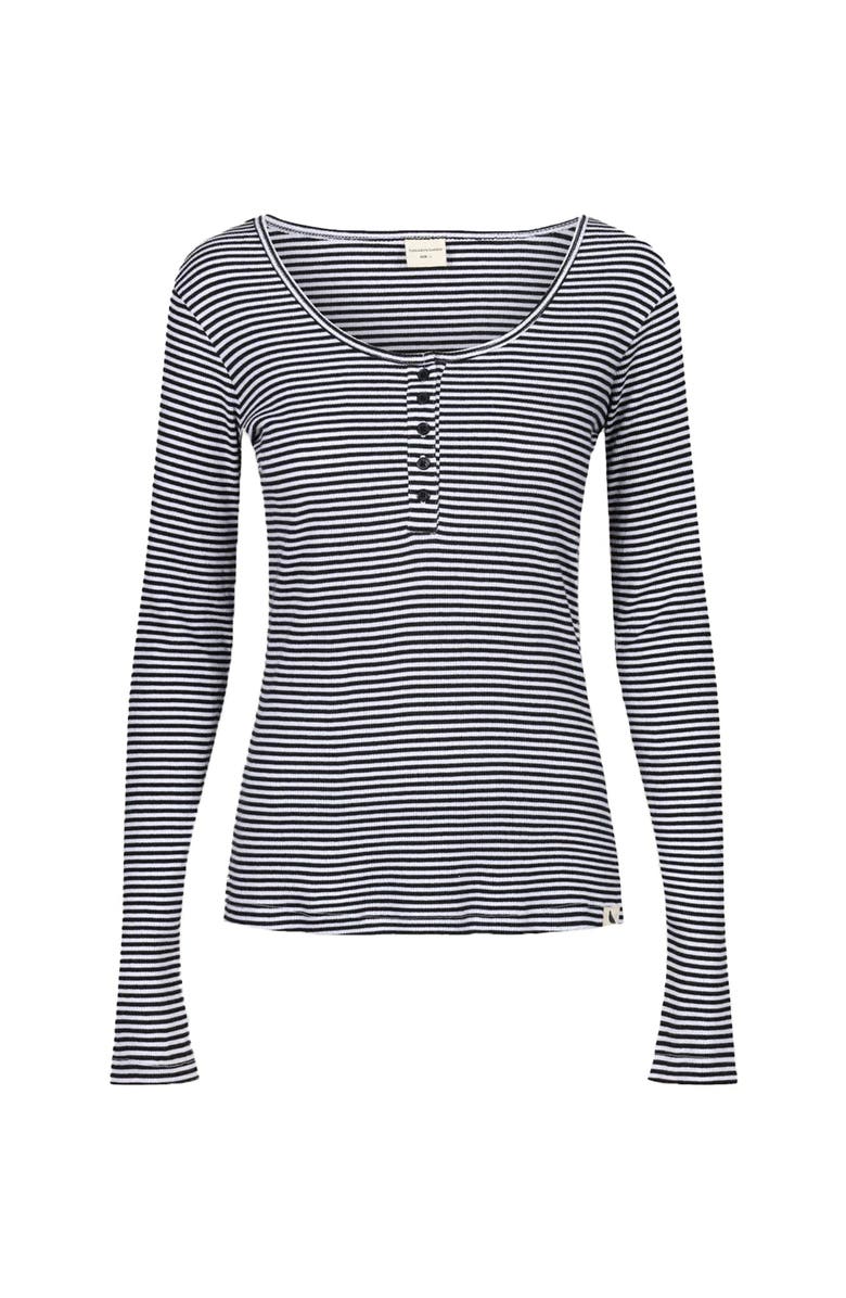 Turtledove London Organic Cotton Nora Stripe Print Top, Main, color, Black