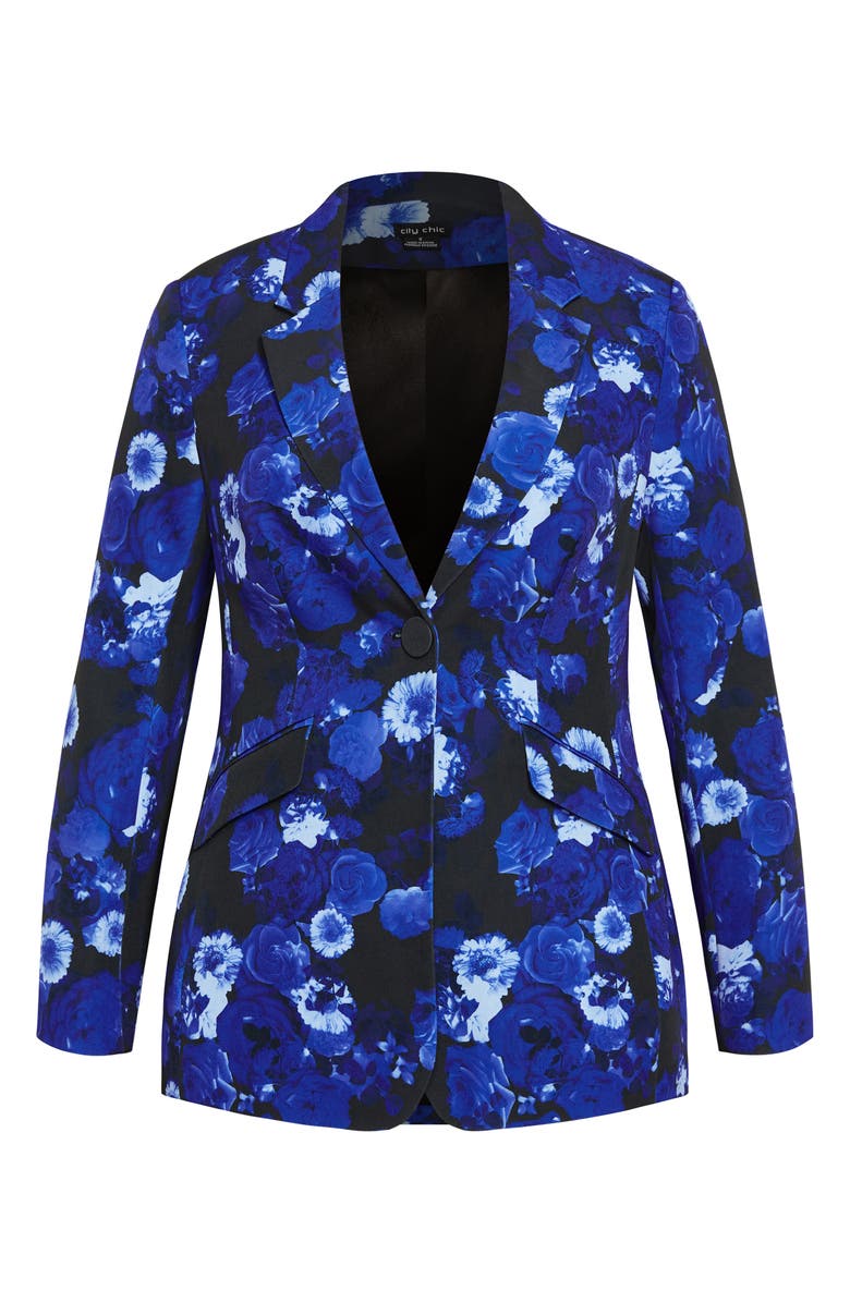 City Chic Kiara Floral Notched Lapel Blazer, Alternate, color, 