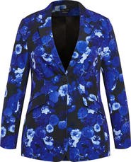 City Chic Kiara Floral Notched Lapel Blazer