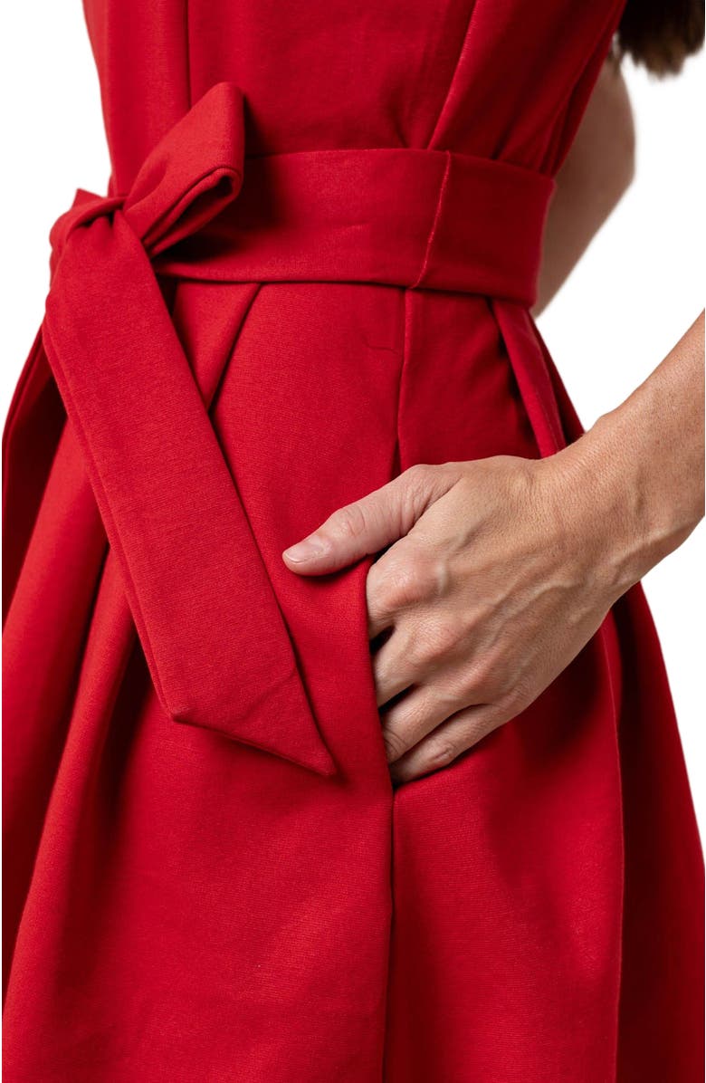 Hope & Henry Women's Sleeveless Ponte Skater Dress, Alternate, color, Red Ponte Skater