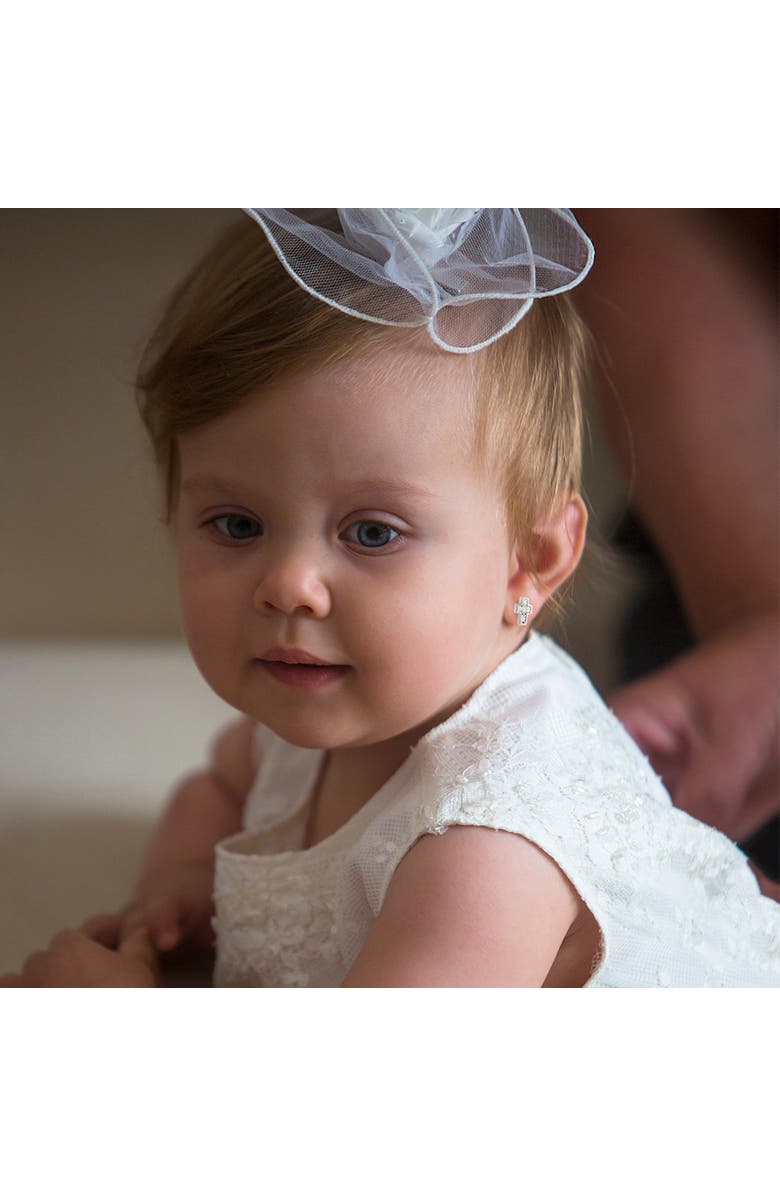 In Season Jewelry 14k Petite Jeweled Cross, Alternate, color, Silver