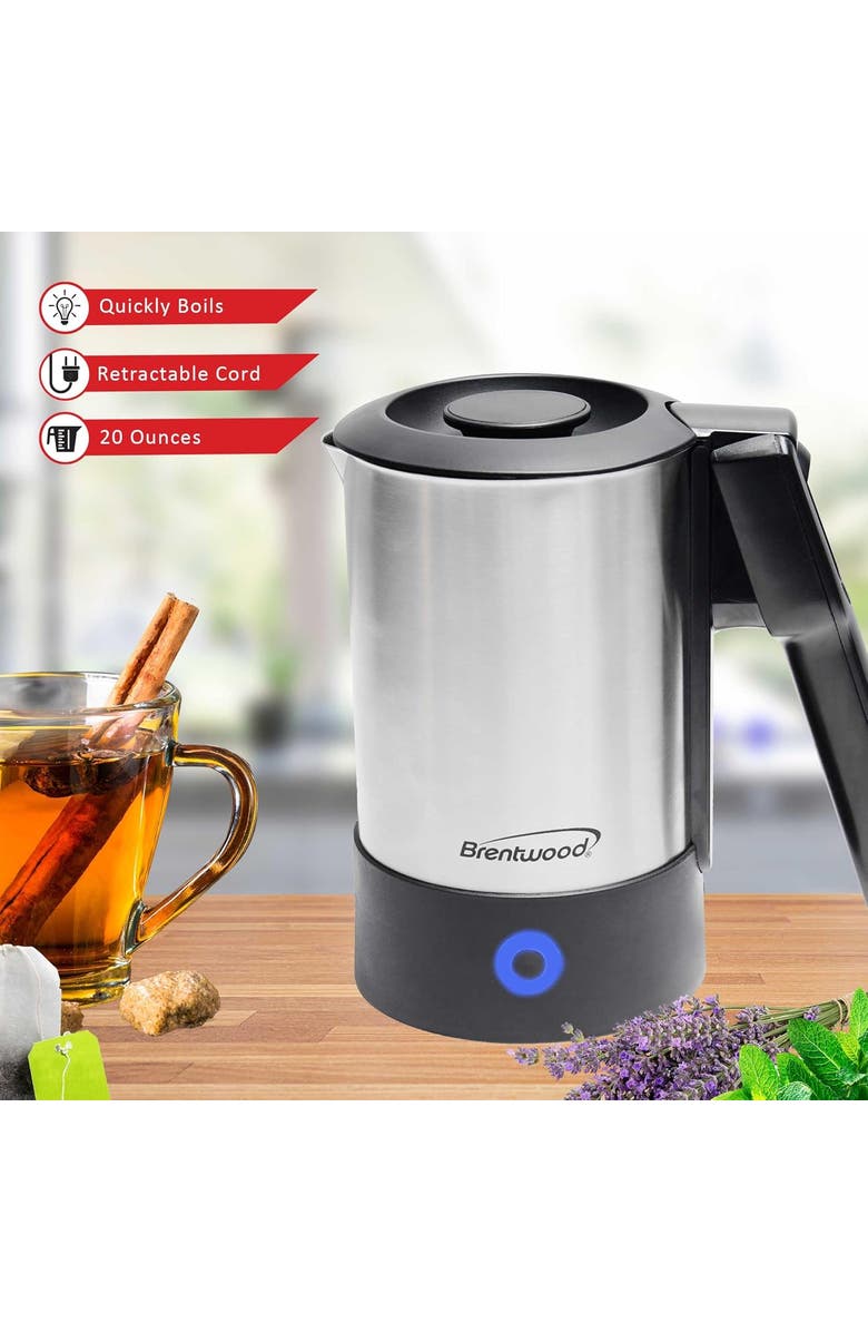 Brentwood Electric Travel Kettle, Alternate, color, Silver
