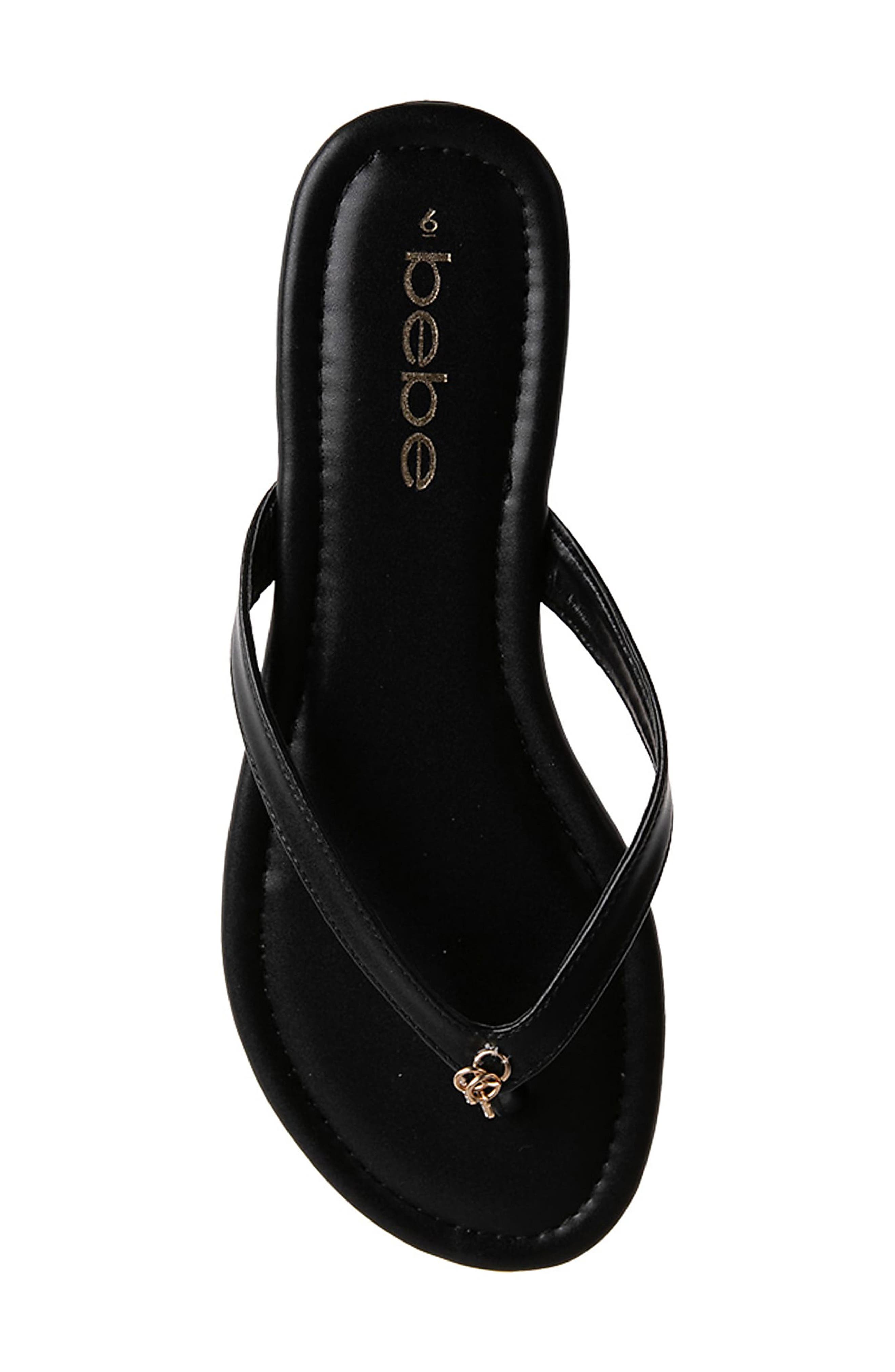 bebe Logo Charm Flip Flop, Alternate, color, 