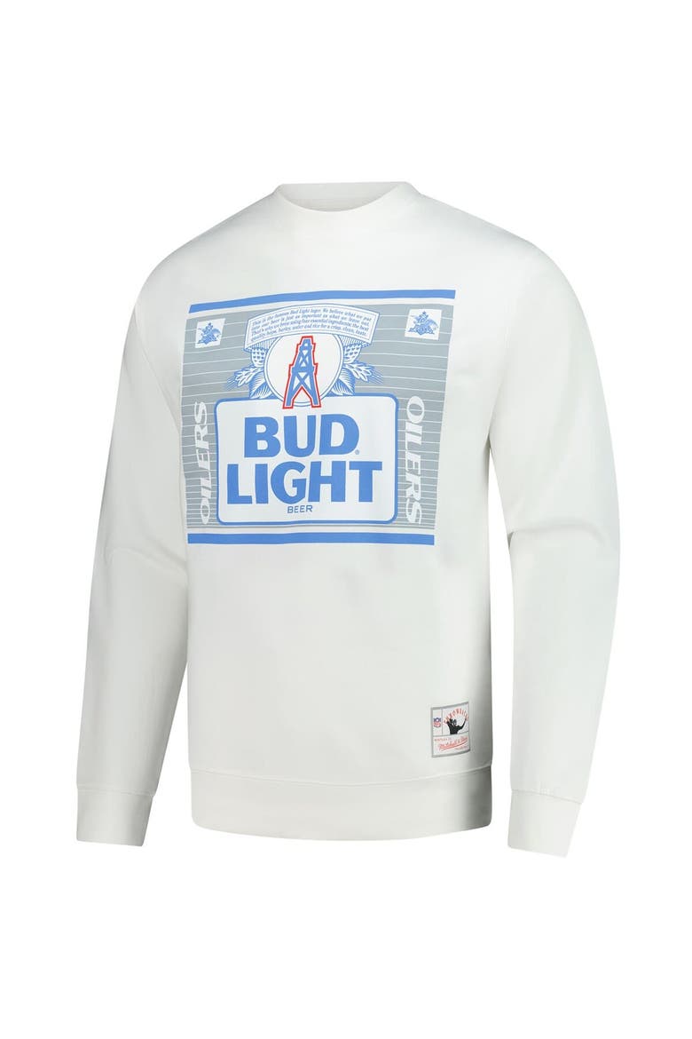 Men's Mitchell & Ness x Bud Light White Houston Oilers The Crest Pullover Sweatshirt, Alternate, color, White