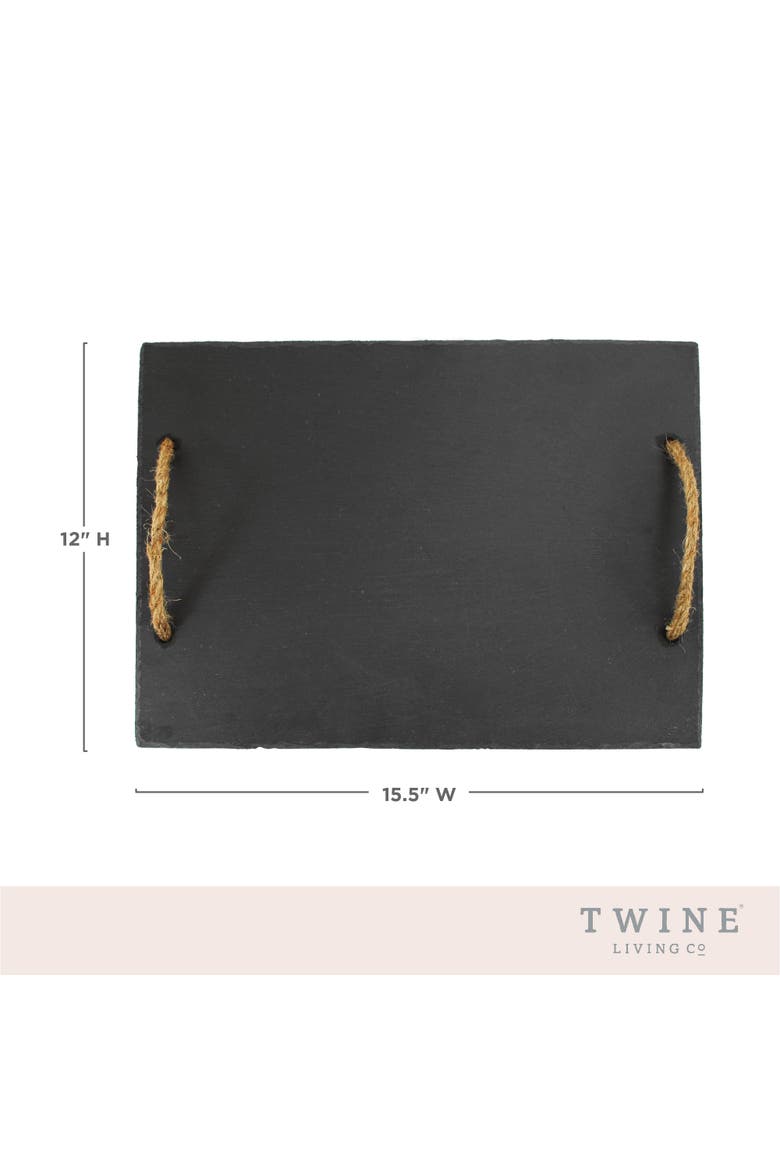 Slate Cheese Board with Rope Handles, Alternate, color, Black