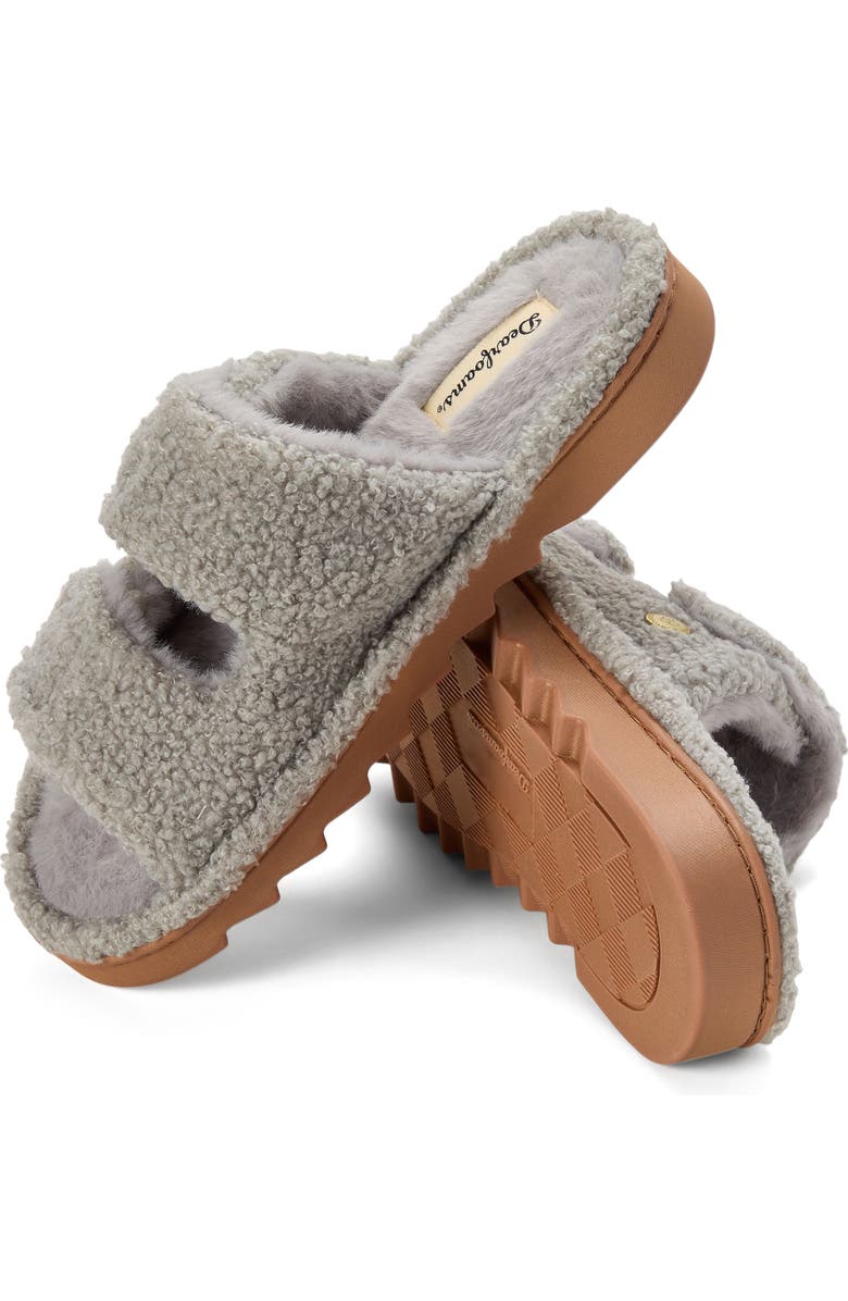 DEARFOAMS Regina Teddy Double Band Slide Slipper, Alternate, color, Sleet