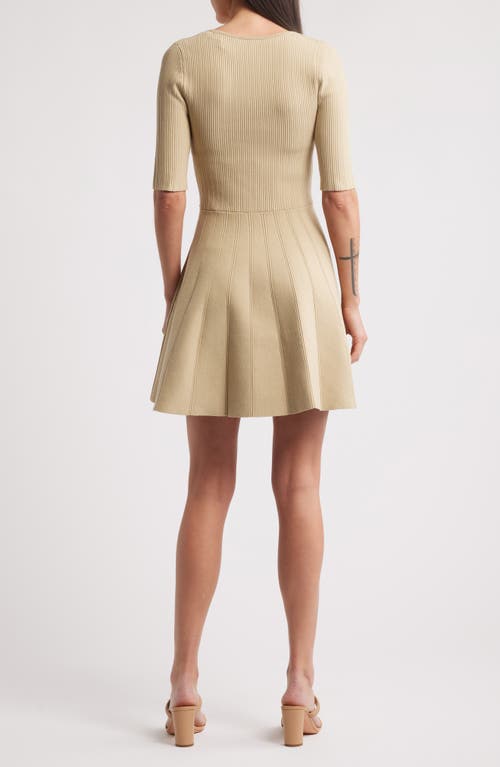 Hugo Boss Boss Frankina Rib Fit & Flare Dress In Medium Beige
