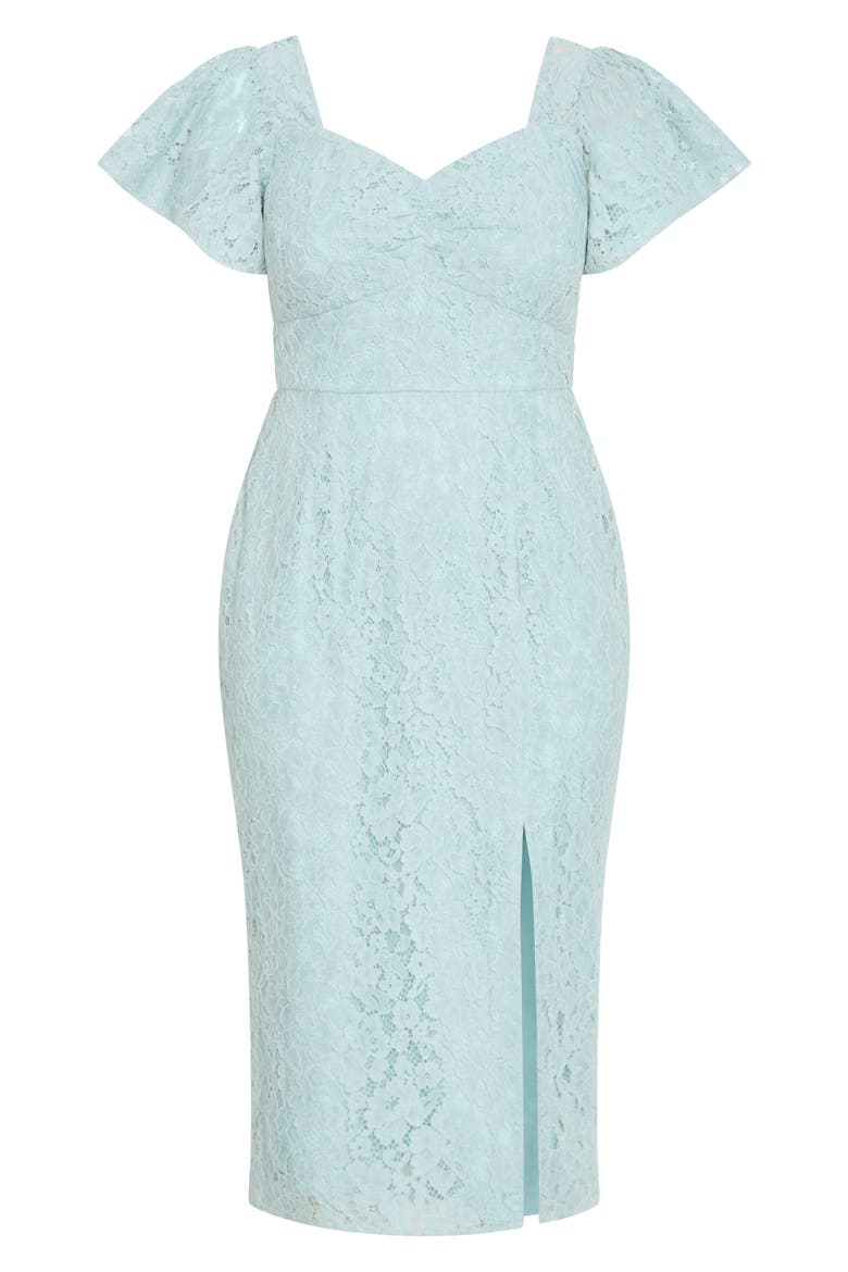 Maisie Flutter Sleeve Lace Dress, Alternate, color, ETHER