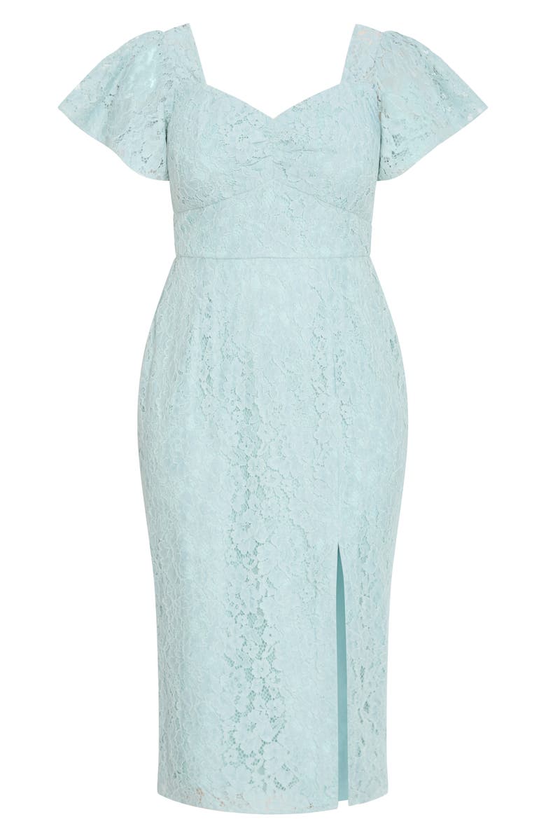 City Chic Maisie Flutter Sleeve Lace Dress, Alternate, color, Ether
