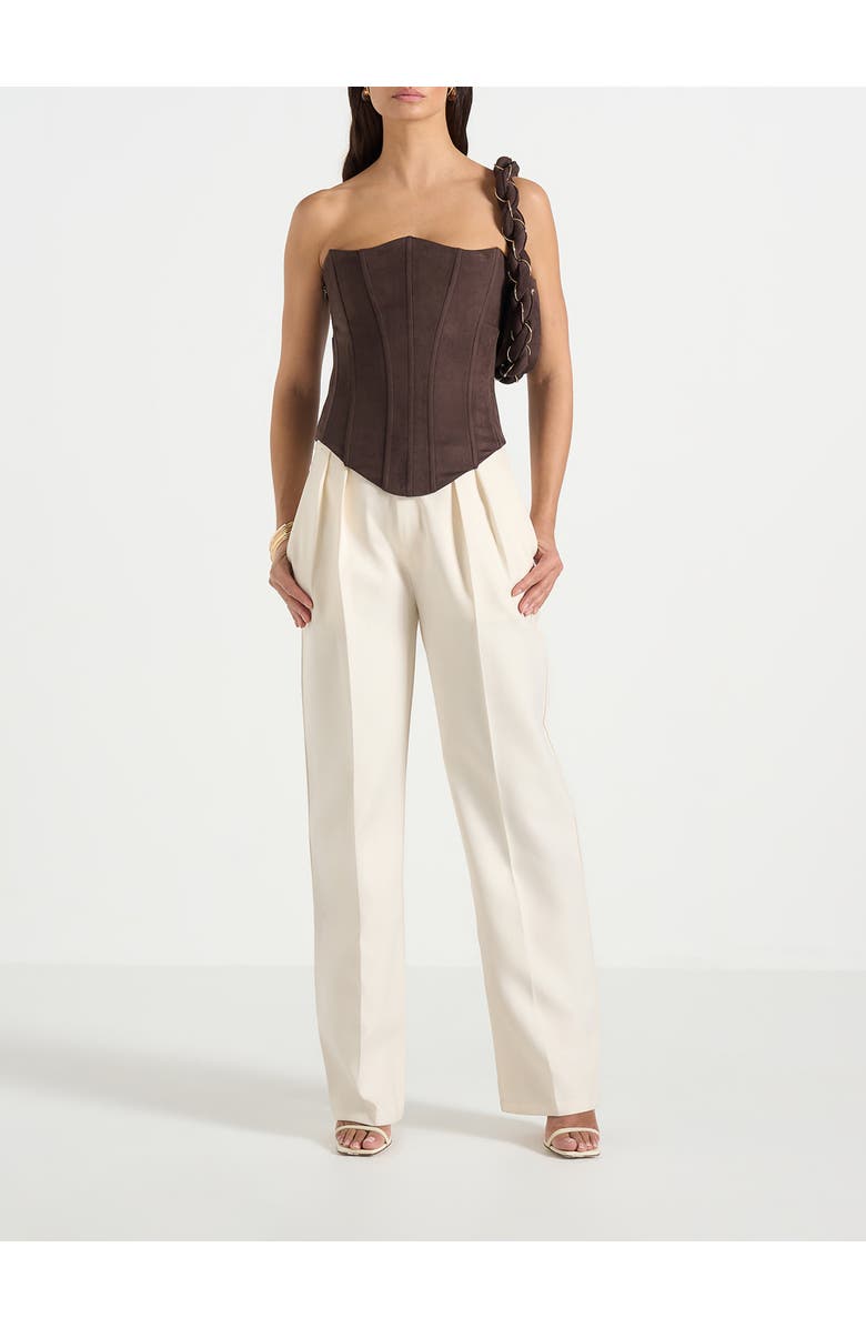 Manière De Voir Scarlett Suede Lace Up Corset, Alternate, color, Brown