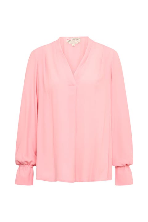 V-Neck Blouse With Long Sleeves