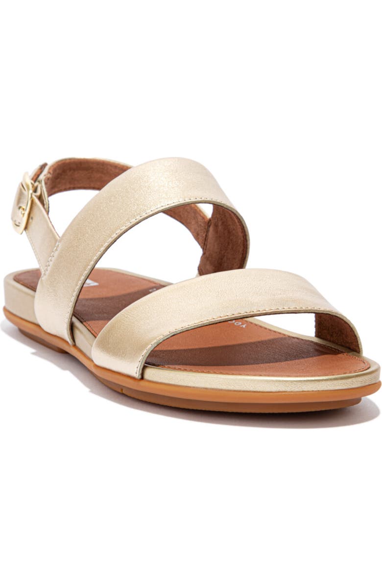 FitFlop Gracie Leather Back Strap Sandals, Main, color, Platino