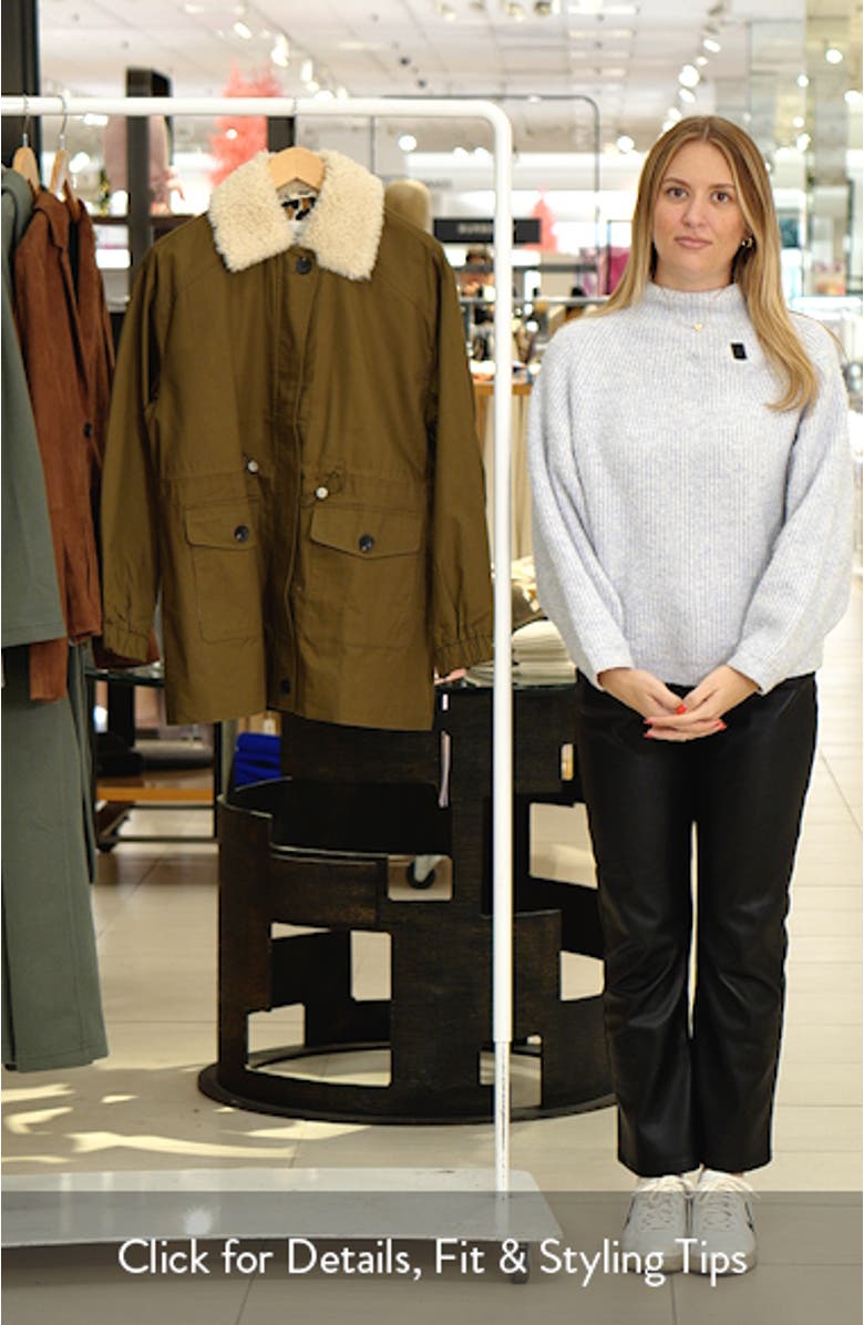 Cinched Cotton Jacket with Faux Shearling Collar, sales video thumbnail