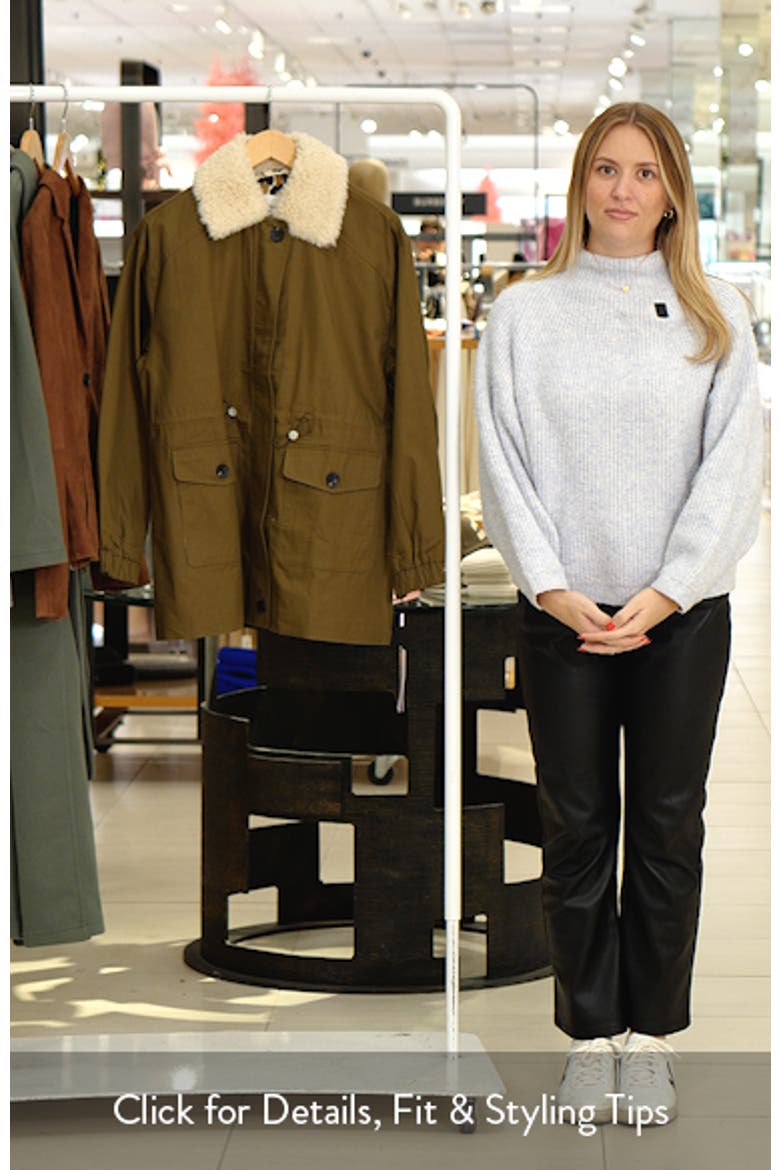 Cinched Cotton Jacket with Faux Shearling Collar video