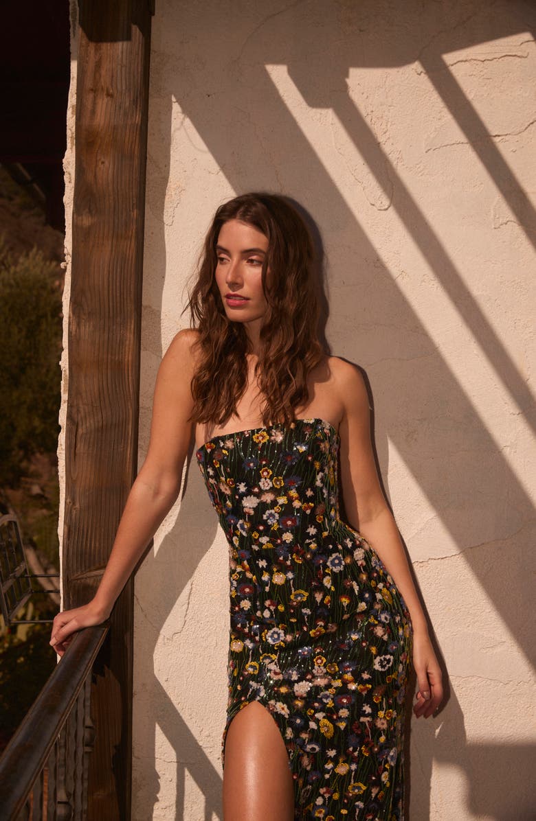 HELSI Ophelia Sequin Floral Strapless Gown, Alternate, color, 