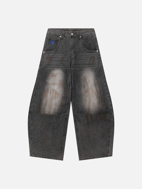 Dirty-Dyed Super Baggy Barrel Jeans