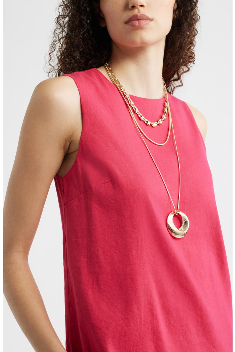 Sleeveless Linen Blend Minidress, Alternate, color, RED JAZZY