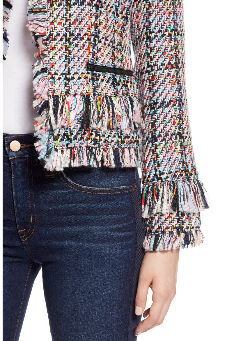 Raw Edge Tweed Jacket, Alternate, color, PINK MULTI TWEED