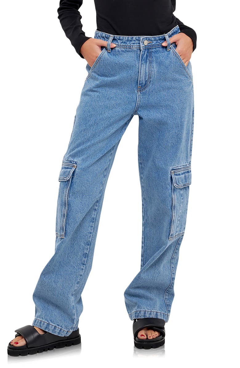 Grey Lab Straight Leg Cargo Jeans, Main, color,