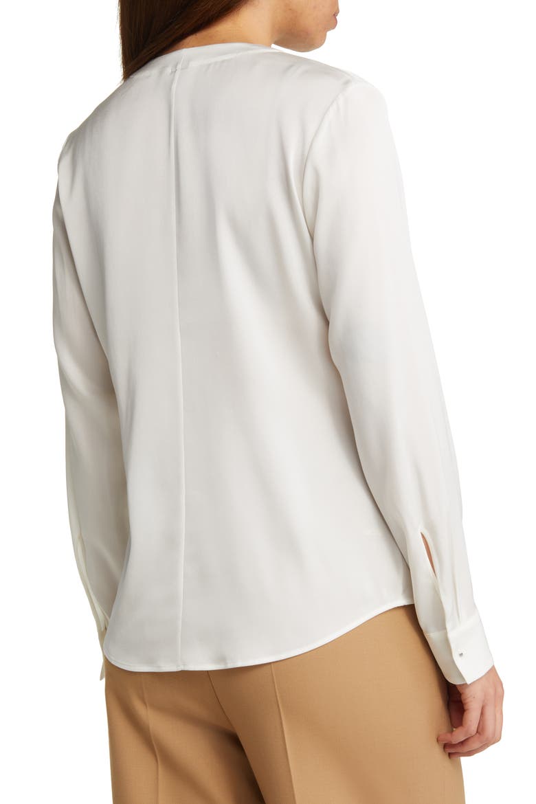 Banorah Pleat Neck Stretch Silk Blouse, Alternate, color, OPEN WHT