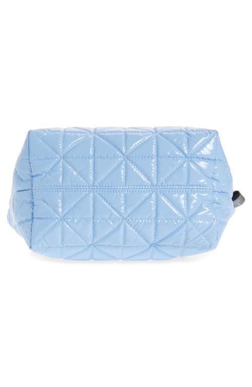 Veecollective Mini Vee Water Repellent Quilted Nylon Tote In Cerulean Vinyl