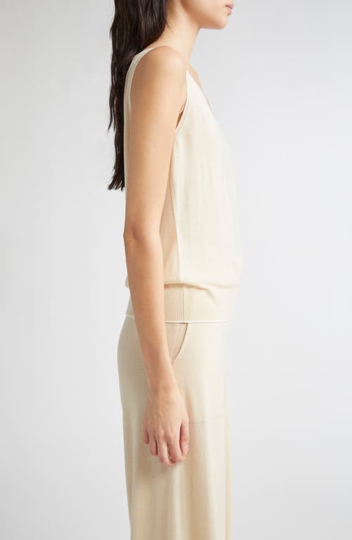 Eleventy Tipped Merino Wool Sweater Tank In White