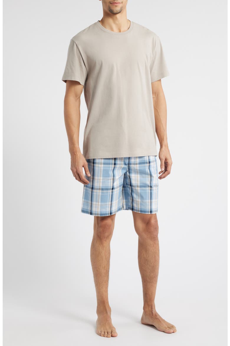 Cozy Pajama T-Shirt & Woven Cotton Shorts Set, Main, color, CHAMBRAY