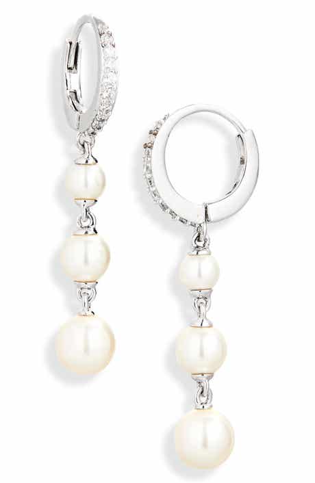 Shine Faux Pearl Linear Drop Earrings