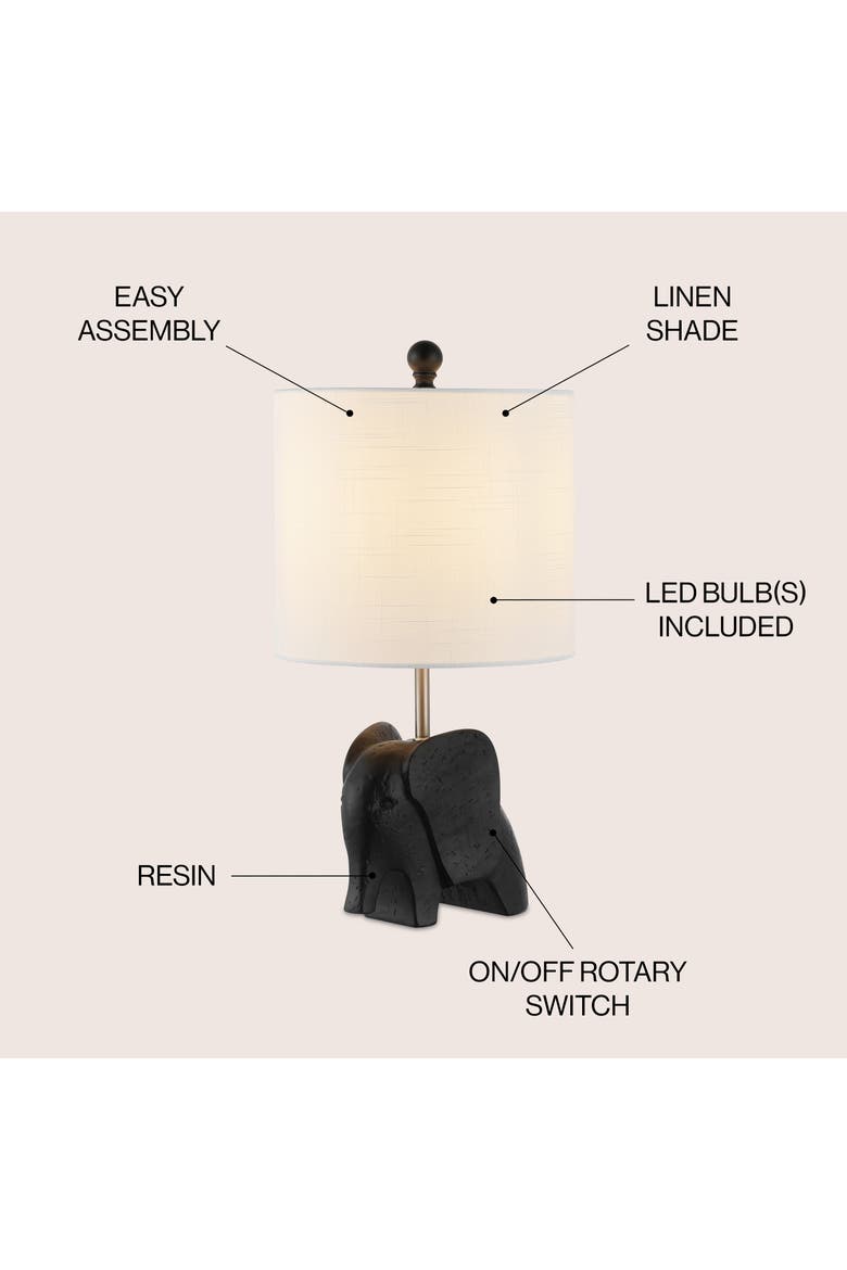 Koda Eclectic Southwestern Resin/Iron Elephant LED Kids' Table Lamp, Alternate, color, Black