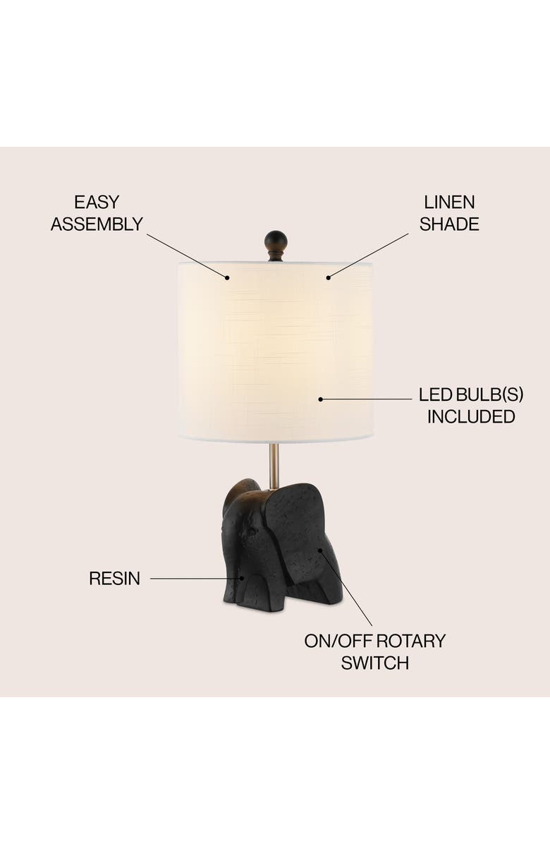 JONATHAN Y Koda Eclectic Southwestern Resin/Iron Elephant LED Kids' Table Lamp, Alternate, color, Black