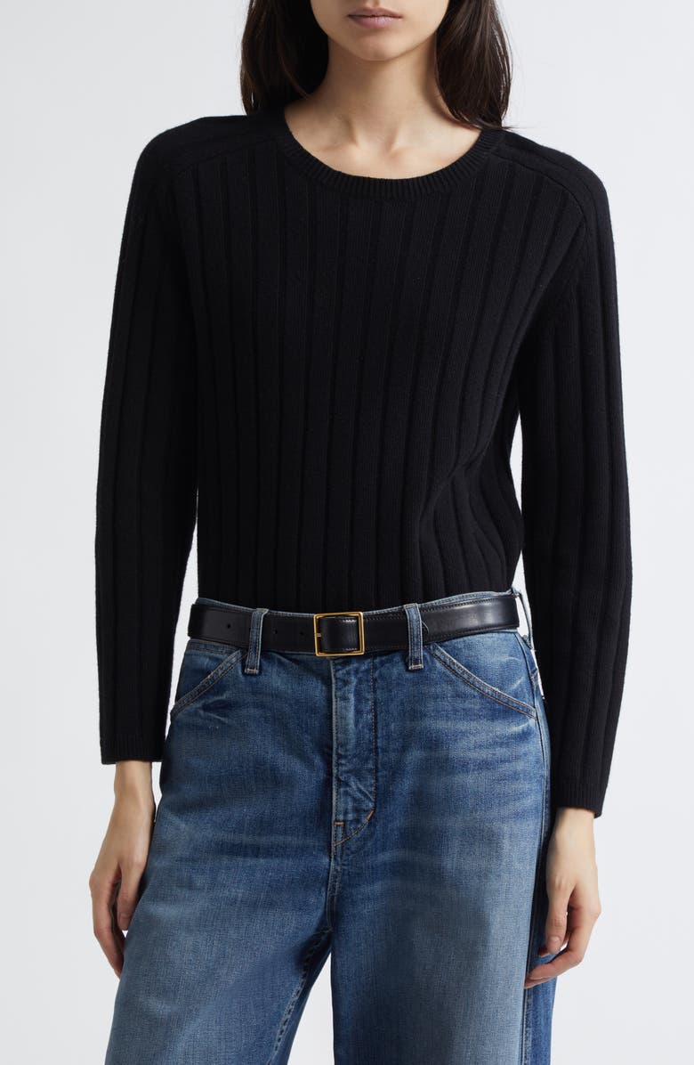 Nili Lotan Alise Rib Cashmere Sweater, Main, color, Black