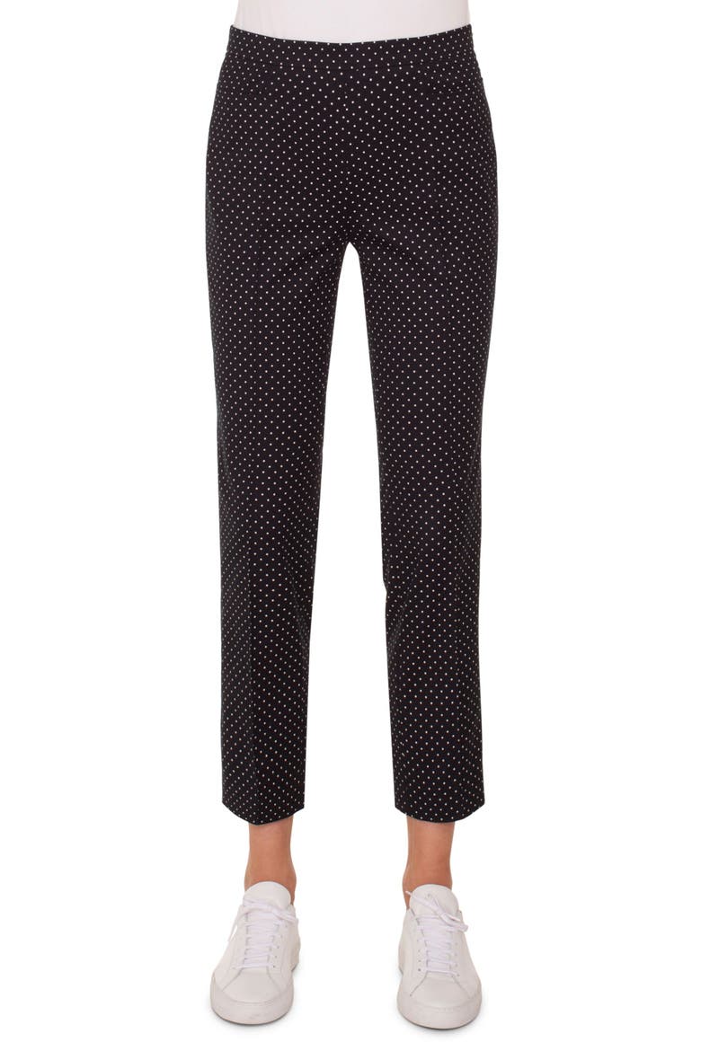 Franca Mini Dot Stretch Cotton Pants, Main, color, BLACK/CREAM