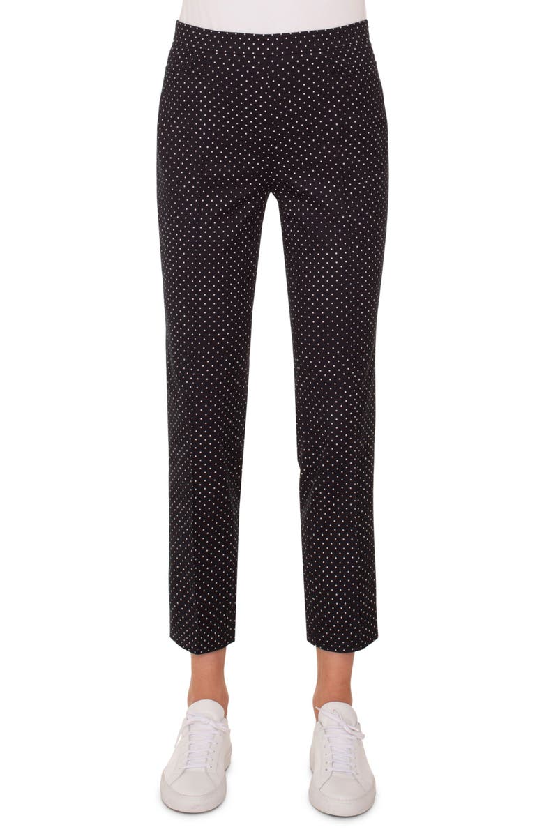 Akris punto Franca Mini Dot Stretch Cotton Pants, Main, color, Black/Cream