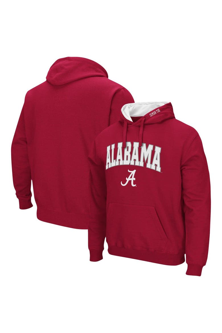 Men's Colosseum Crimson Alabama Crimson Tide Arch & Logo 3.0 Pullover Hoodie, Main, color, Crimson