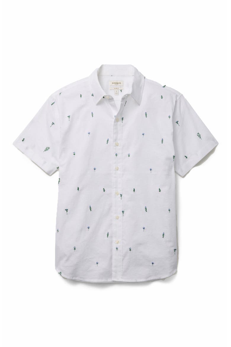 Montauk Floral Embroidered Short Sleeve Cotton & Hemp Button-Up Shirt, Alternate, color, MARISOL FLORAL